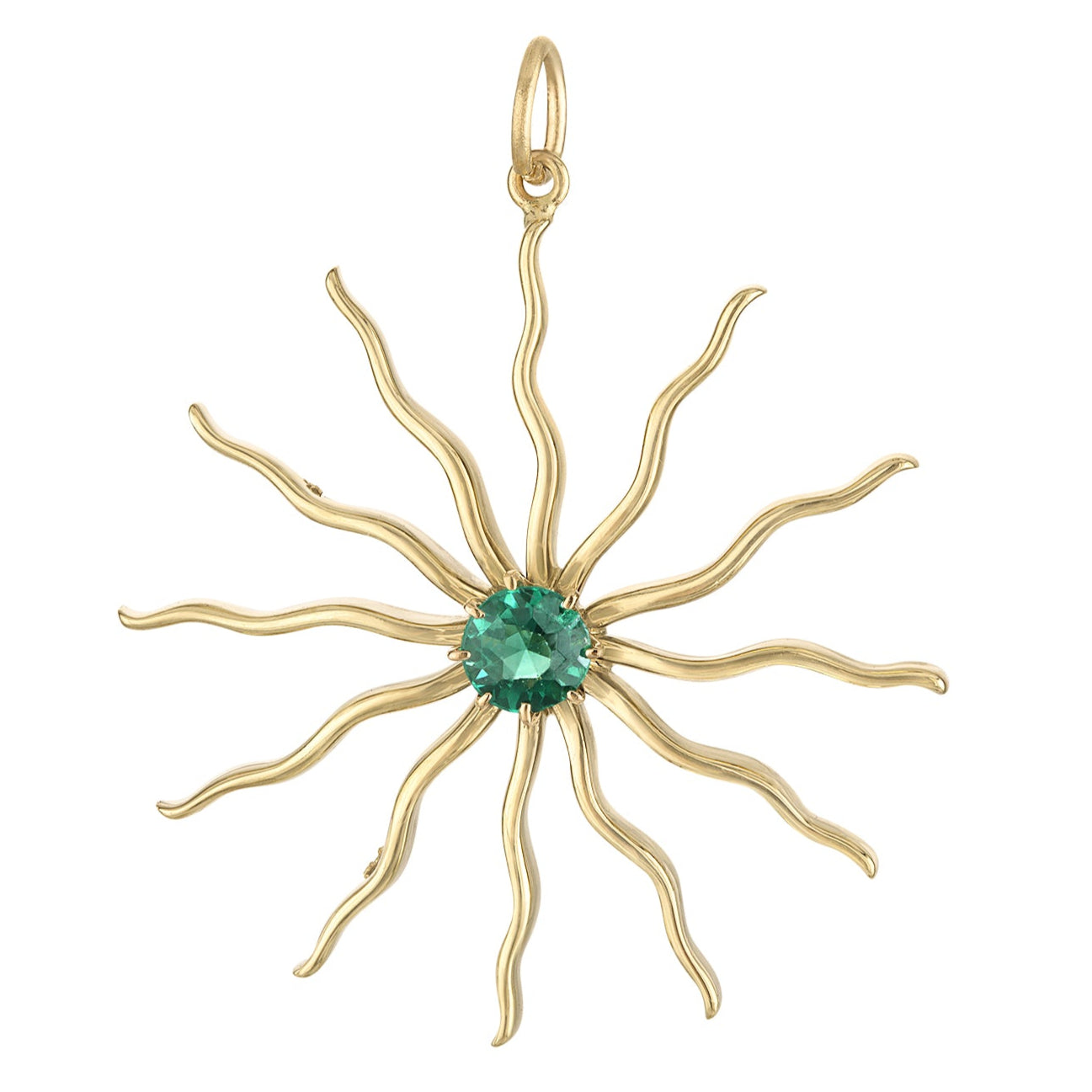 Vintage Emerald Starburst 14k Gold Charm